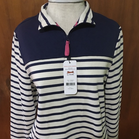 Le Tigre Tops - Le Tigre Womens Half Zip Sweatshirt Pullover Sz L